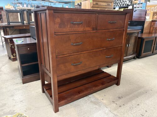 Dark Wood Craftsman 4-Drawer Tall Dresser