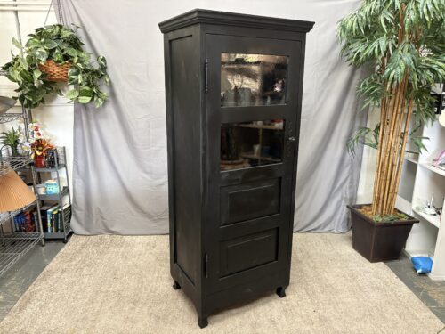 Black Painted 3-Drawer Cabinet w/ Ripple Glass Door