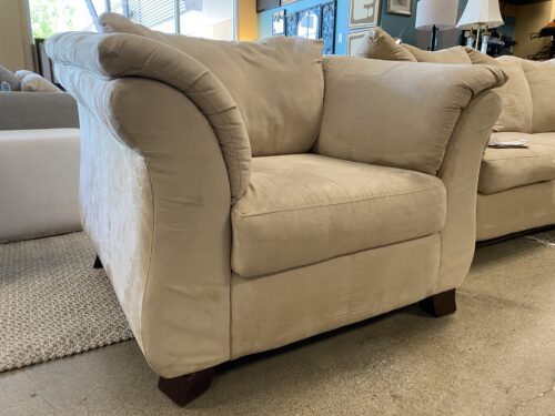 KLAUSSNER Tan Suede Flare Arm Chair
