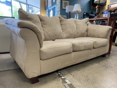 KLAUSSNER Tan Suede Flare Arm Sofa
