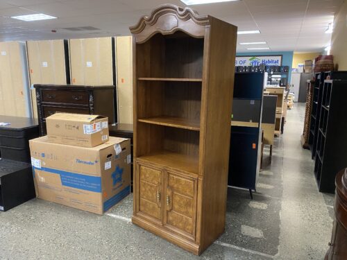 Honey Wood Traditional Bookcase w/ Bottom Cabinet