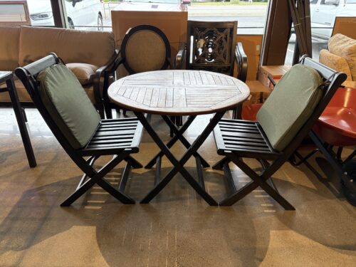 33" Round Wooden Two Tone Outdoor Table Set (Set of 2 Chairs)