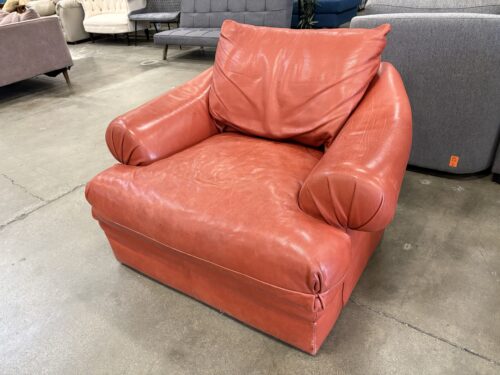 NORTHWEST FURNITURE CO. Vintage Hampton Down Filled Down Filled Terra Cotta Leather Armchair