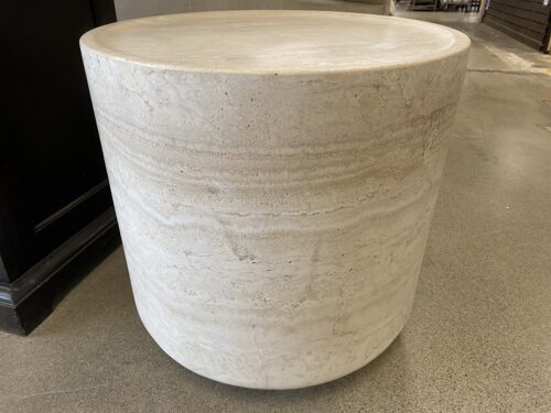 RESTORATION HARDWARE Vitolo Carved Round Side Table in Italian Classico Travertine