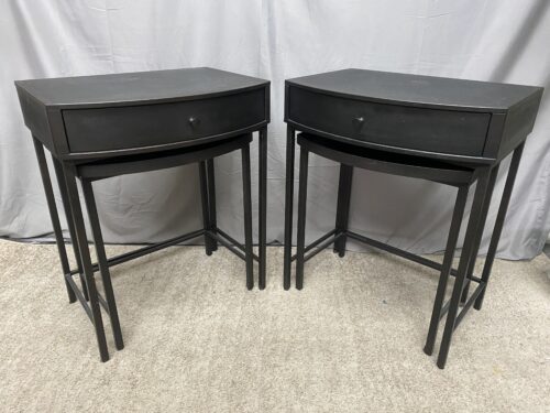 POTTERY BARN Woodrow Textured Metal Nesting Nightstands in Dark Bronze (Set of 2)