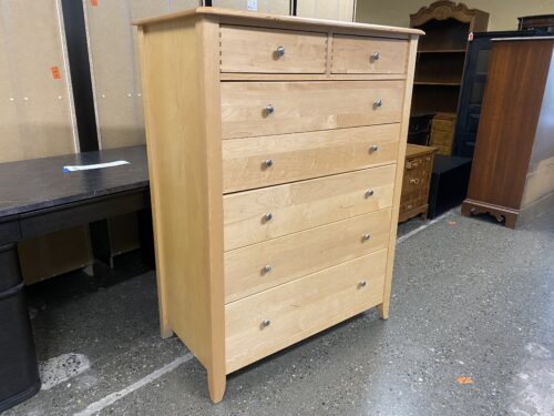 Blonde Tall 7-Drawer Dresser w/ Silver Handles