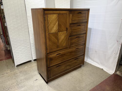 Vintage Modern Transitional Solid Oak Gentleman’s 5-Drawer Armoire