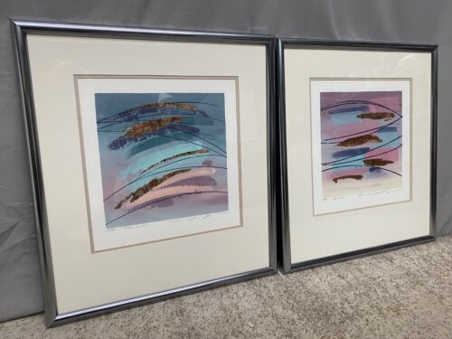 "Brandy" & "Manhattan" Original Framed Abstract Paintings by Thompson (Set of 2)