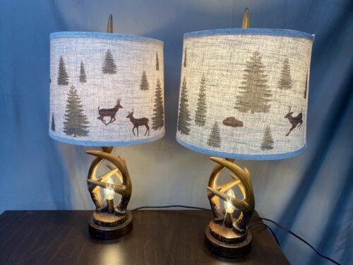 Rustic Farmhouse Antler USB Charging 2-Light Table Lamps (Set of 2)