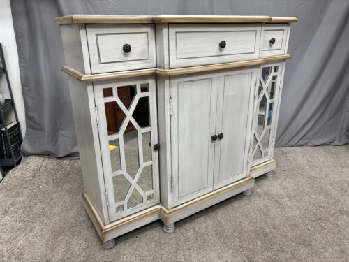 White French Country Trellis Mirrored Sideboard