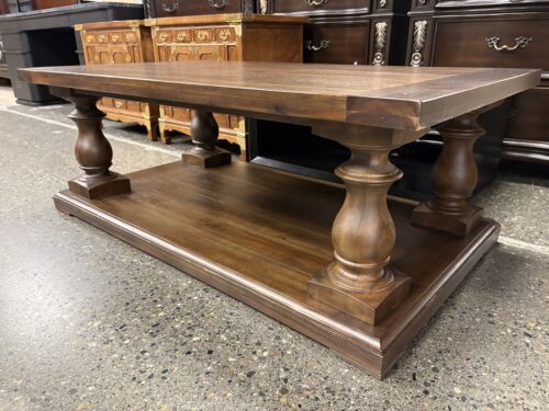 Rustic Wood 2-Tier Baluster Leg Coffee Table