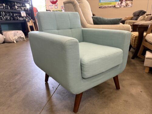 Modern Teal Tufted Accent Chair with Tapered Wooden Legs
