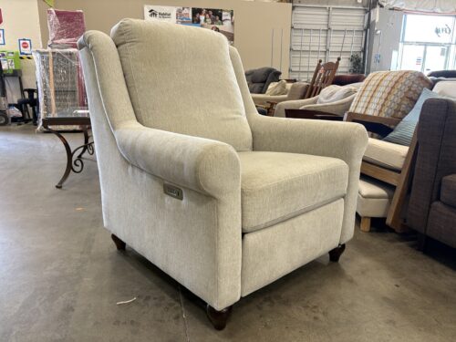 BASSETT Contemporary Beige Power Recliner (AS IS no power cord)