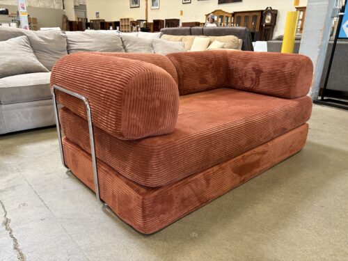 Modern Terra Cotta Corduroy Boneless Modular Loveseat