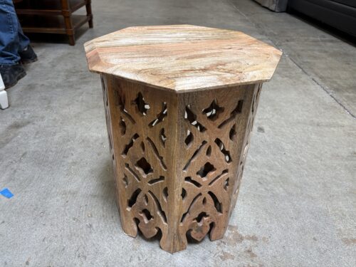 Petite Decorative Carved Wood Accent Table