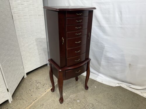 Queen Anne Style Mahogany Jewelry Armoire
