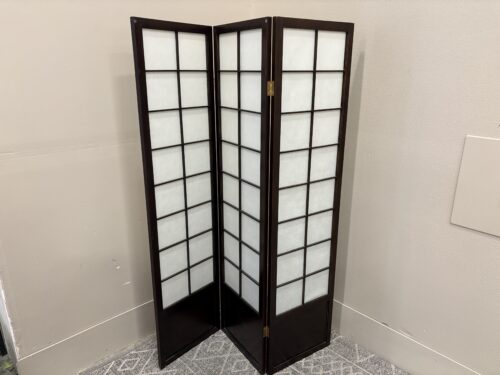 Modern Walnut Finished 3 Panel Room Divider