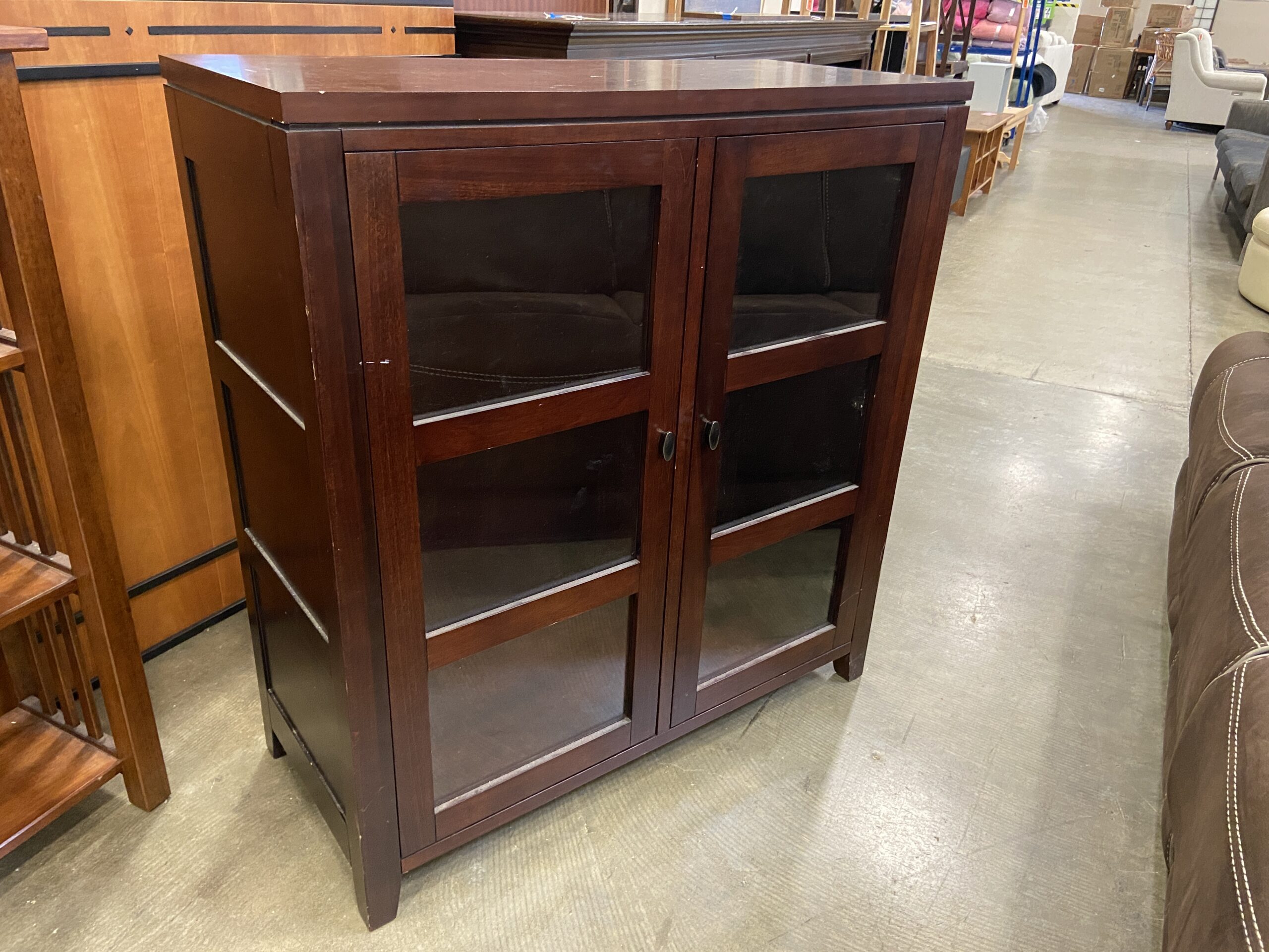 Espresso Finished Media Cabinet with Glass Doors