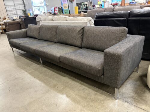 BENSEN Modern Heathered Black Low Back 2 Piece Grand Sofa with Chrome Legs
