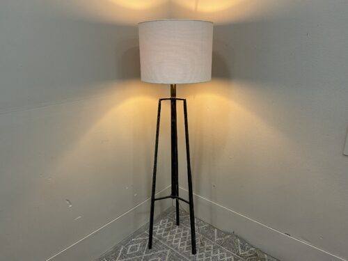 Large Wrought Iron Base Tripod Floor Lamp