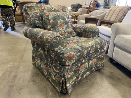SHERRILL Vintage Floral Tapestry Upholstered Skirted Accent Chair