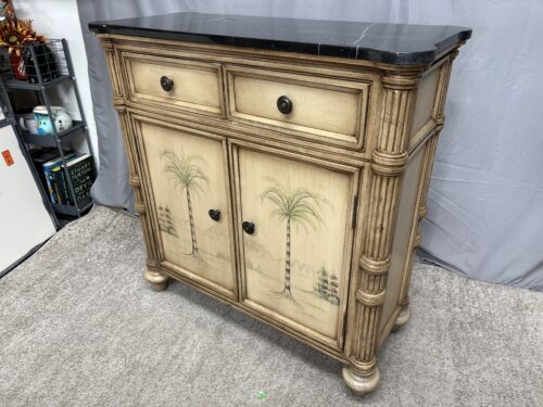 Hollywood Regency Style Vinyl Topped Cabinet