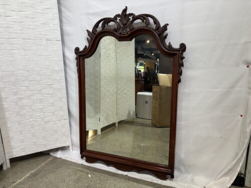 Antique French Style Wall Mirror with Ornate Carved Frame