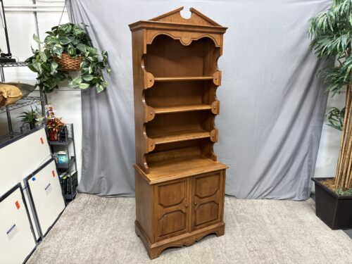 Light Wood Colonial Display Shelf w/ Bottom Cabinet