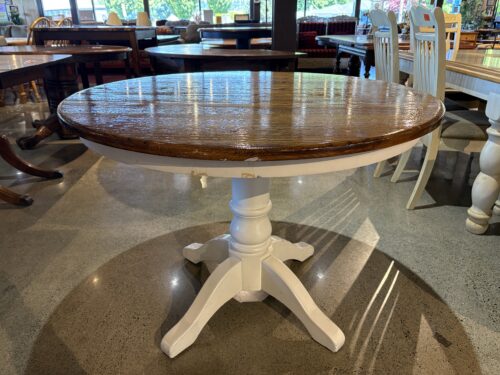 White Round 42" Two-Tone Pedestal Dining Table
