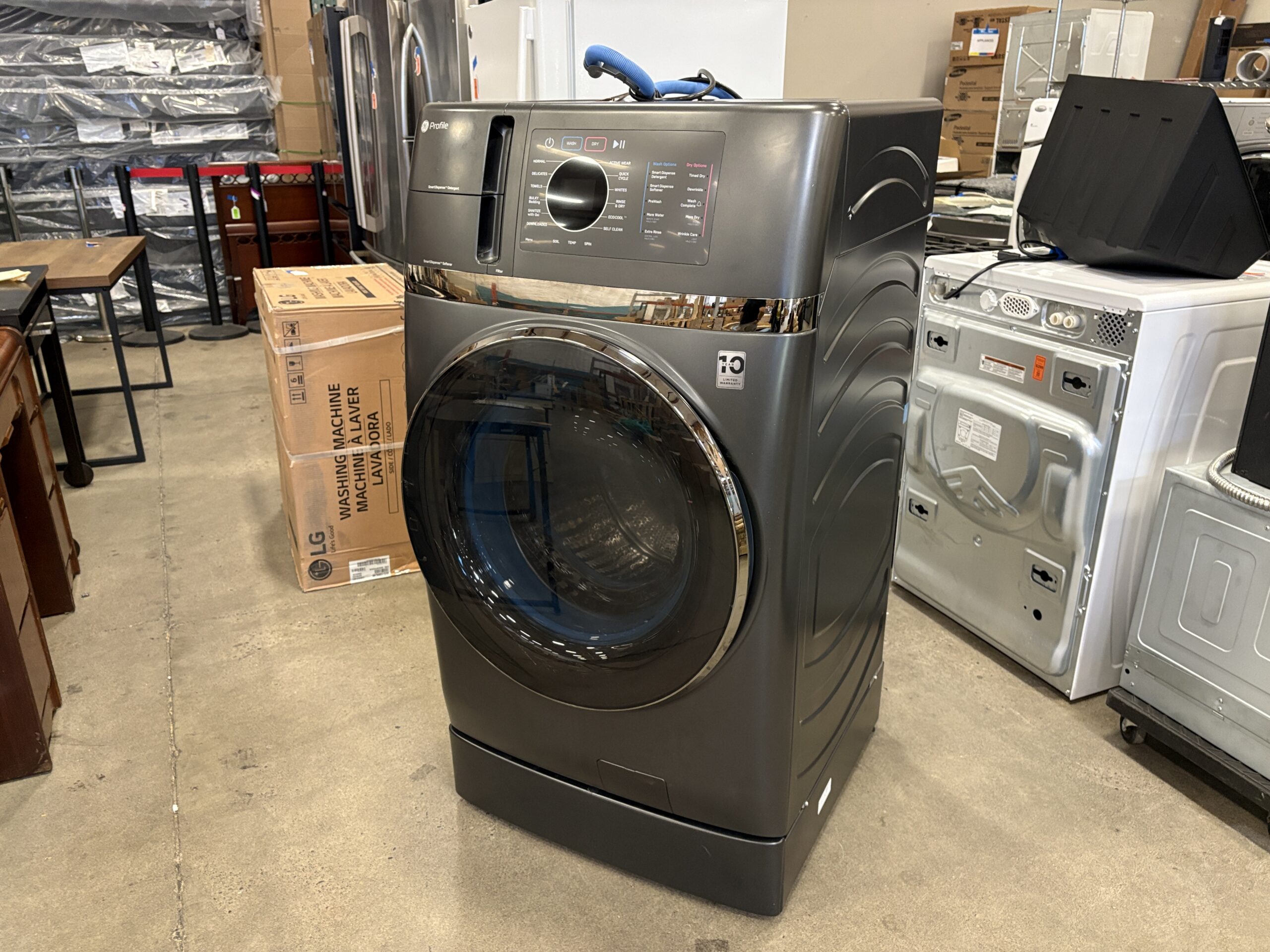 GE PROFILE Grey UltraFast Combo Washer/Dryer with Ventless Inverter Heat Pump Technology Model #PFQ97HSPV0DS