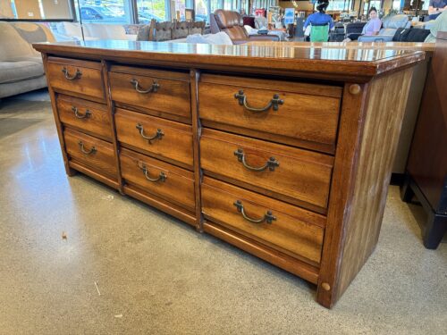 Traditional Rustic 9-Drawer Lowboy Dresser