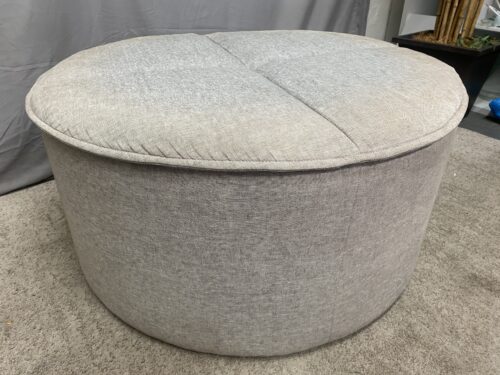 CB2 Duvet Round Grey Storage Ottoman
