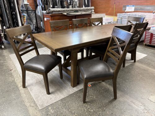 NOTHRIDGE HOME Oakdale Rustic Rectangular Dining Table w/ 8 Cross Back Chairs