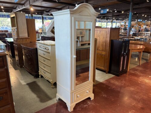 ETHAN ALLEN White Compact French Country Armoire with Mirrored Door