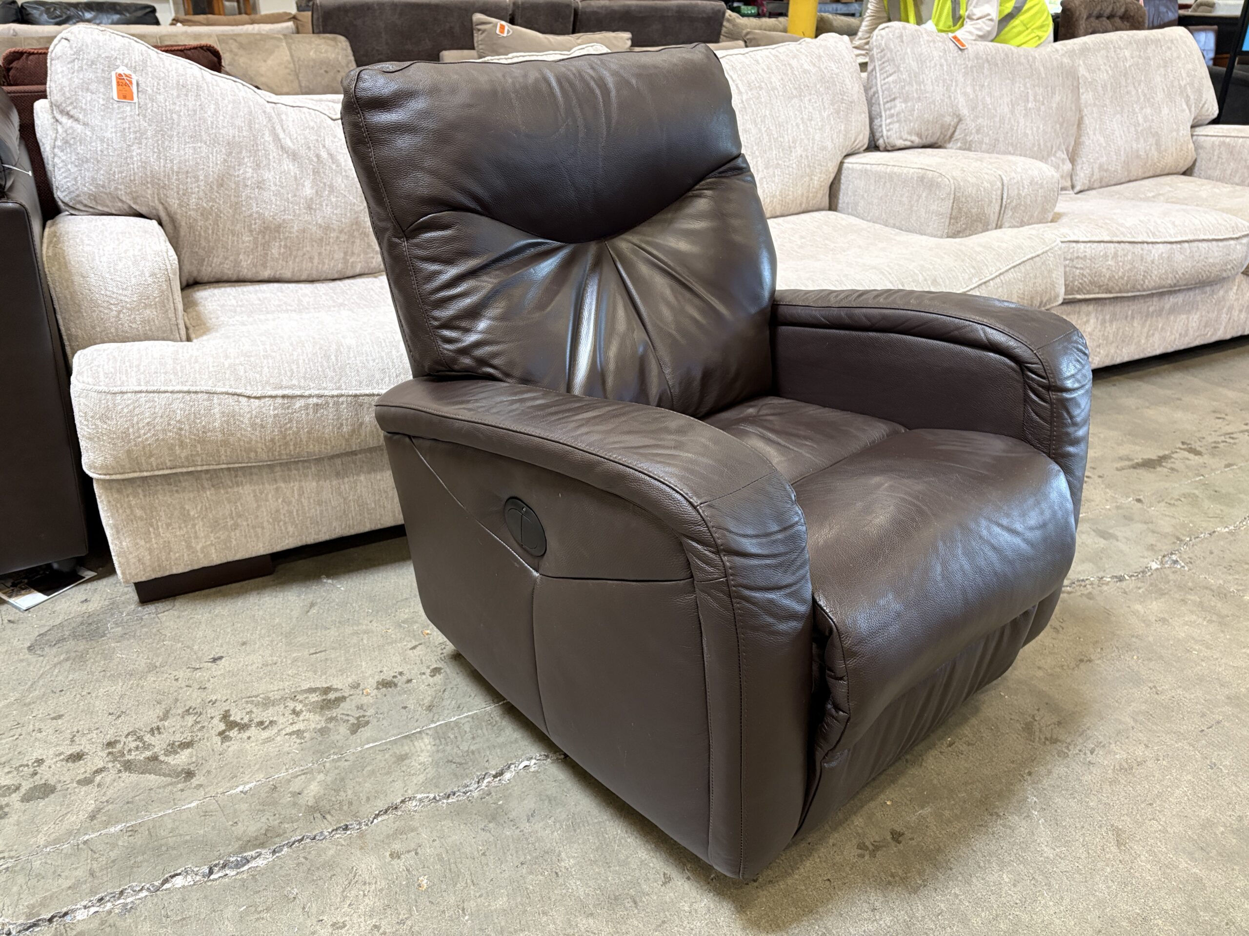 PALLISER Espresso Brown Leather Torrington Swivel Gliding Power Recliner