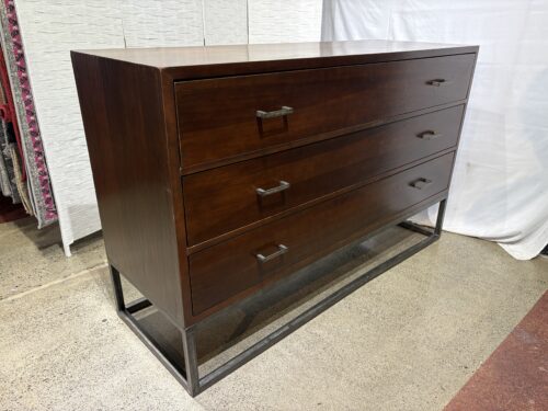 Industrial Style Pecan 3-Drawer Lowboy Dresser