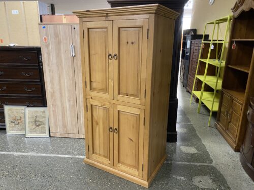 Traditional Pine 2-Cabinet Armoire w/ Ring Pulls