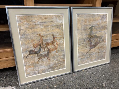 "Rock Painting 1&2" Original Framed Mixed Media Painting by Dave Curry (Set of 2)