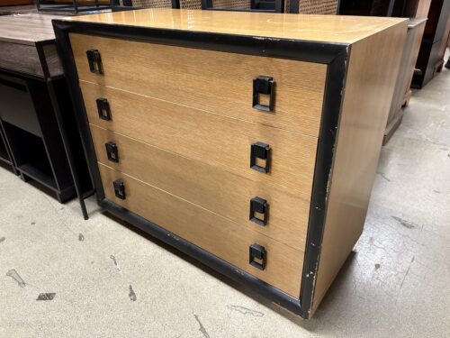 Mid-Century Black Trimmed 4-Drawer Dresser