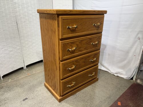 Traditional Honey Oak 4-Drawer Tallboy Dresser
