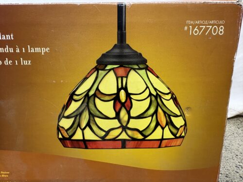 NEW! PORTFOLIO Jewel Collection Tiffany Style Stained Glass Hanging Pendant Light