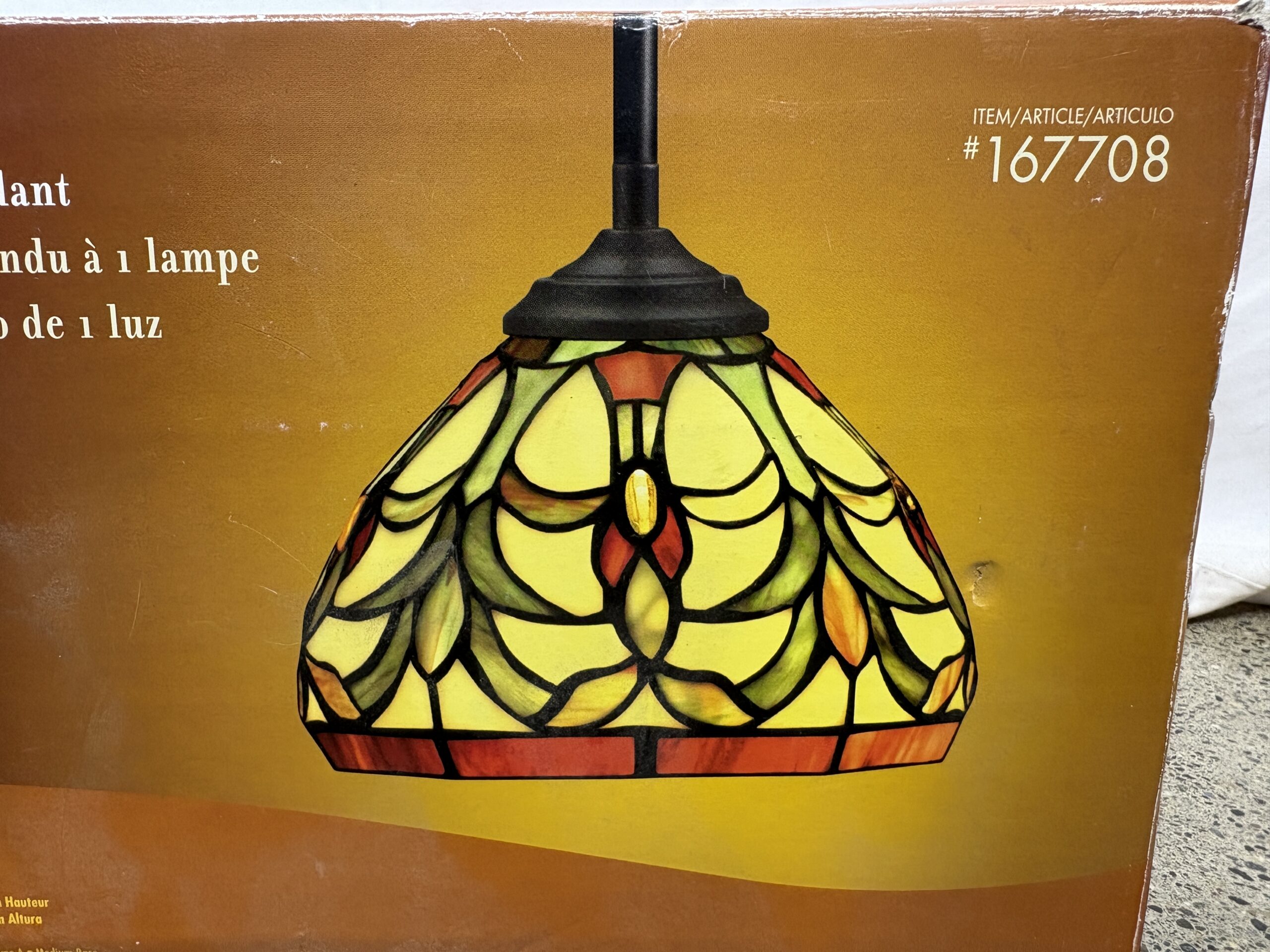 NEW! PORTFOLIO Jewel Collection Tiffany Style Stained Glass Hanging Pendant Light