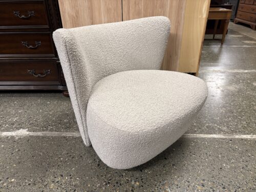 RESTORATION HARDWARE Lara Dove Boucle Swivel Chair w/ Black Oak Base