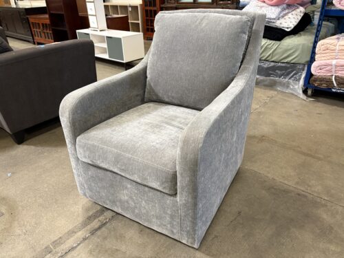 DREXEL Grey Fog Micro Chenille Swivel Chair with Sloped Arms