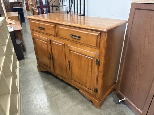 Vintage Warm Finish Wooden Buffet with Decorative Swing Pulls