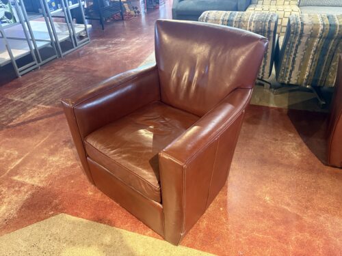 CRATE & BARREL Leather Swivel Chair in Burgundy