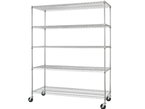 TRINITY 5-Tier Wire Shelving Rack w/ Wheels