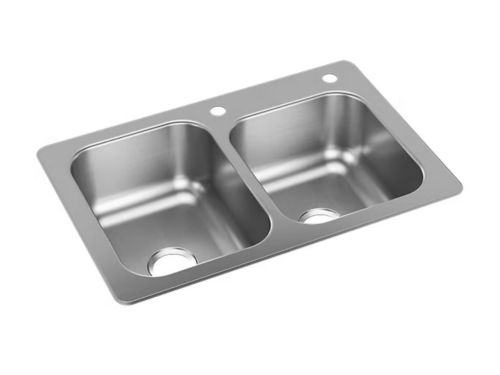 NEW! ELKAY 33-in x 22-in Stainless Steel Double Equal Bowl 18 -Gauge Kitchen Sink