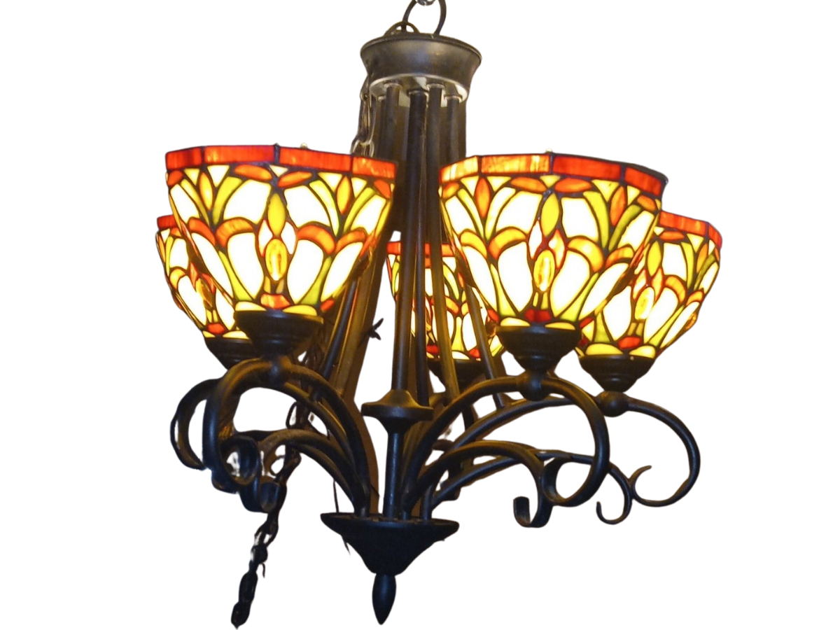 NEW! KICHLER Tiffany Victorian Style Stained Glass Hanging Chandelier