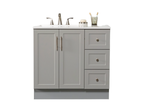 NEW! PROJECT SOURCE  Davies 36-in Light Gray Single Sink Bathroom Vanity with White Cultured Marble Top